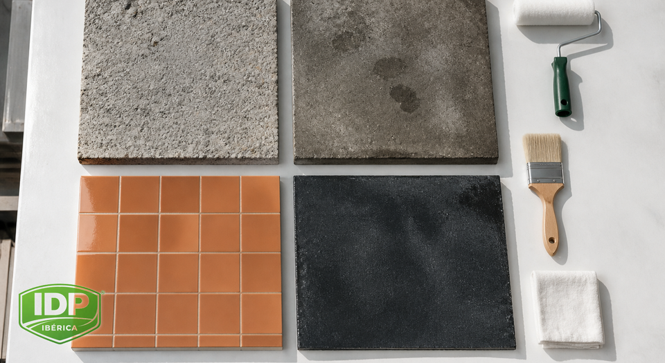 Comparación visual de soportes porosos, húmedos, lisos y flexibles antes de elegir imprimación