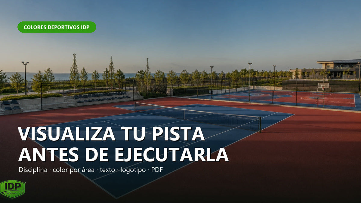 Selector de colores para pistas deportivas IDP con vista de una propuesta personalizada