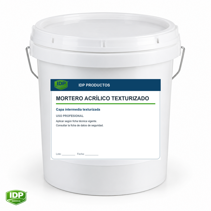Envase IDP etiquetado de MORTERO ACRÍLICO TEXTURIZADO