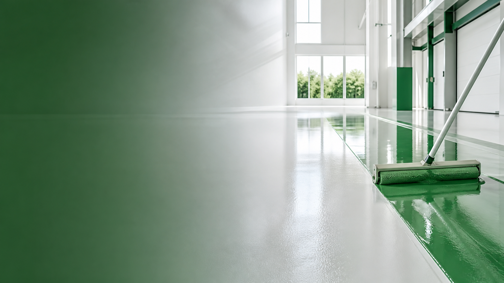 Pavimento técnico IDP en verde y blanco