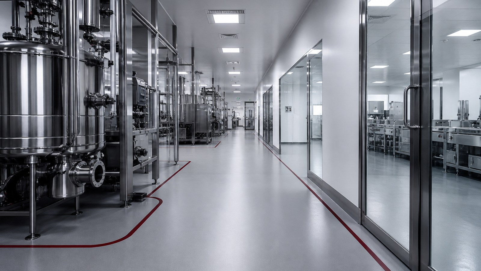 Entorno técnico limpio con pavimento de resina para sectores farmacéuticos, alimentarios o laboratorios