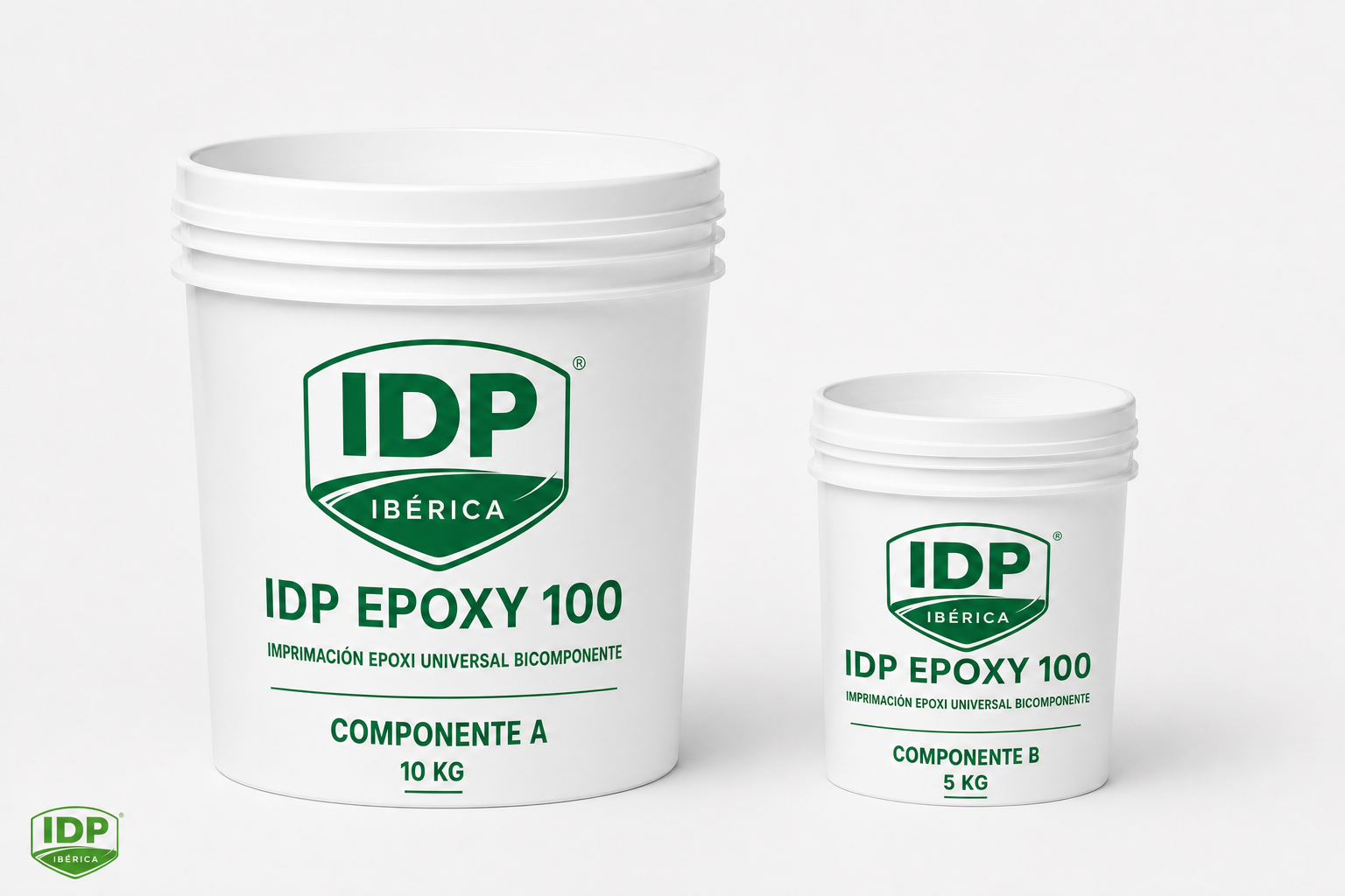 Kit bicomponente IDP con los componentes A y B identificados por separado