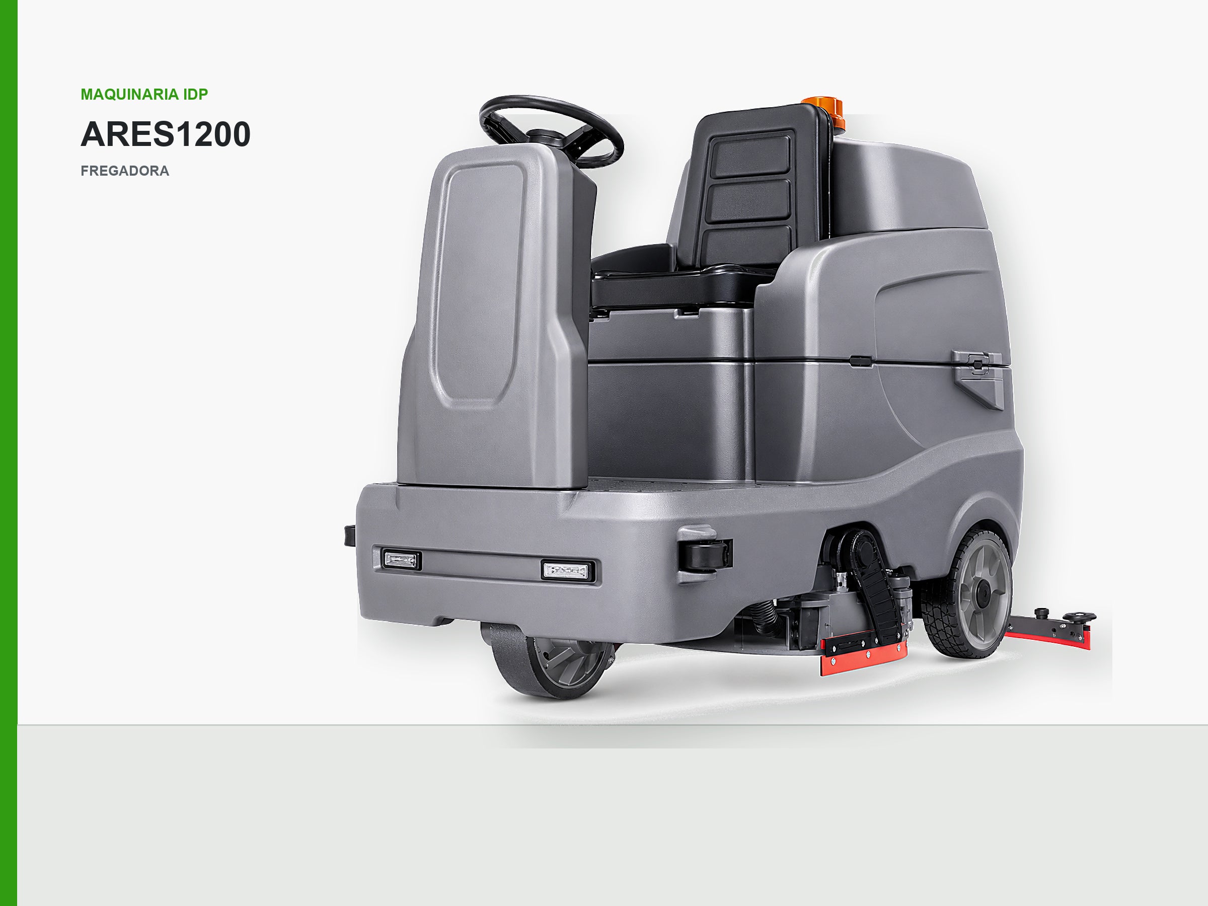 Fregadora-barredora de conductor sentado IDP ARES1200, maquinaria de limpieza industrial IDP para pavimentos
