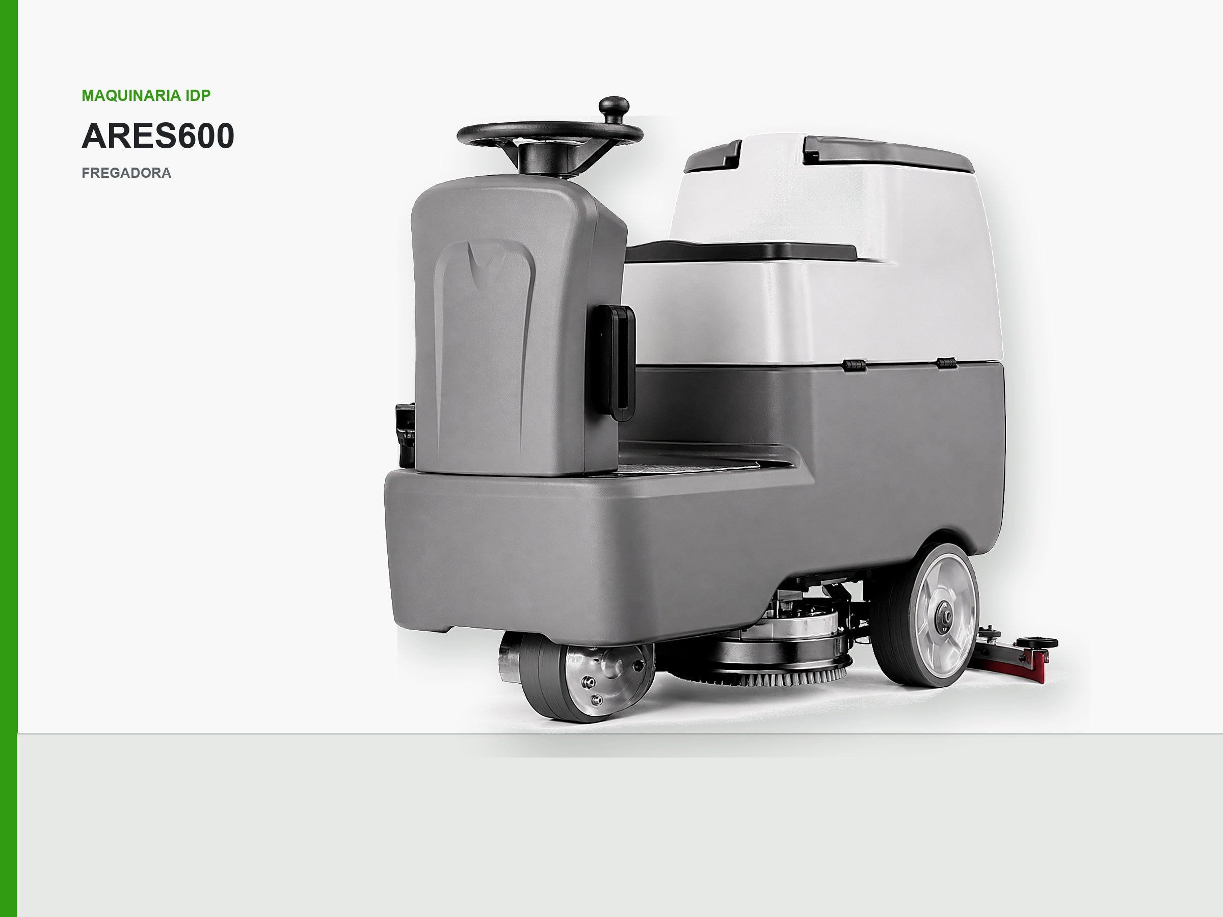 Fregadora de conductor sentado IDP ARES600, maquinaria de limpieza industrial IDP para pavimentos