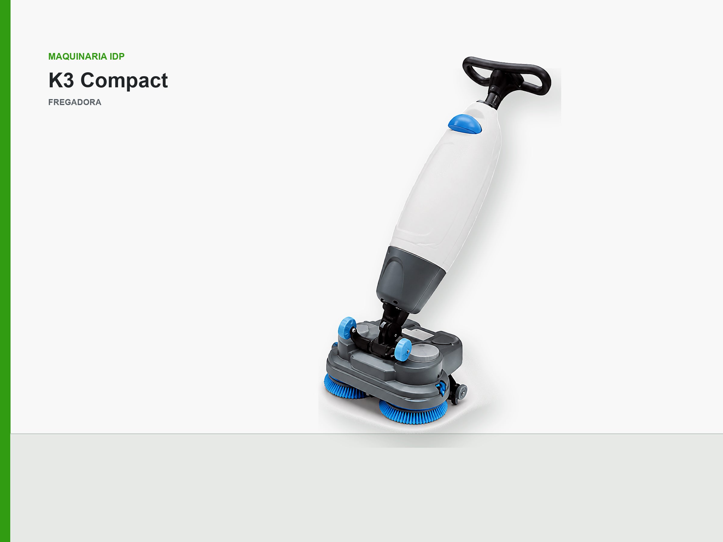 Fregadora compacta de doble cepillo IDP K3 Compact, maquinaria de limpieza industrial IDP para pavimentos