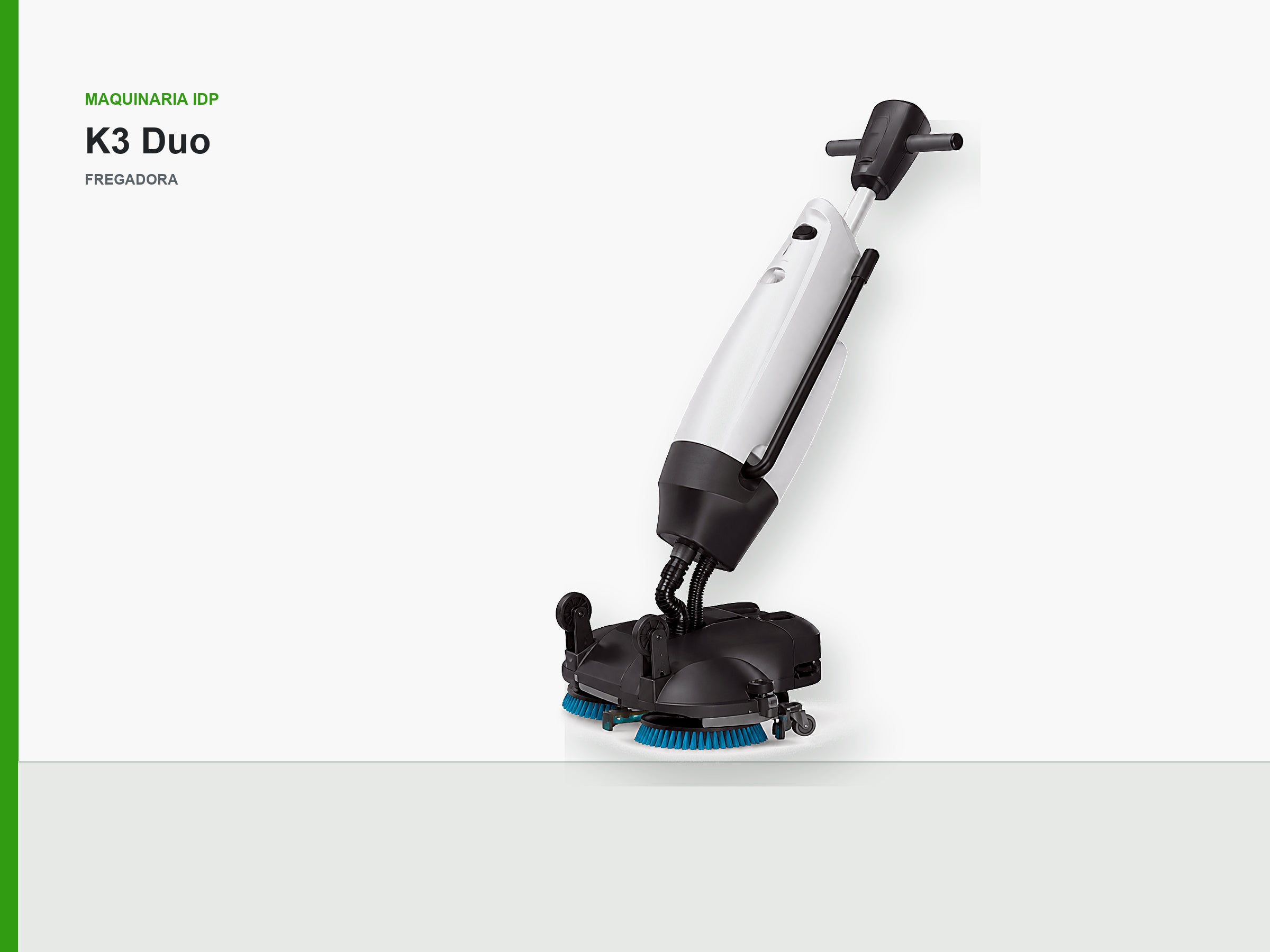 Fregadora compacta de doble disco IDP K3 Duo, maquinaria de limpieza industrial IDP para pavimentos