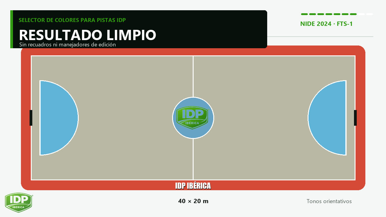 Propuesta gráfica IDP de distribución de colores en una pista