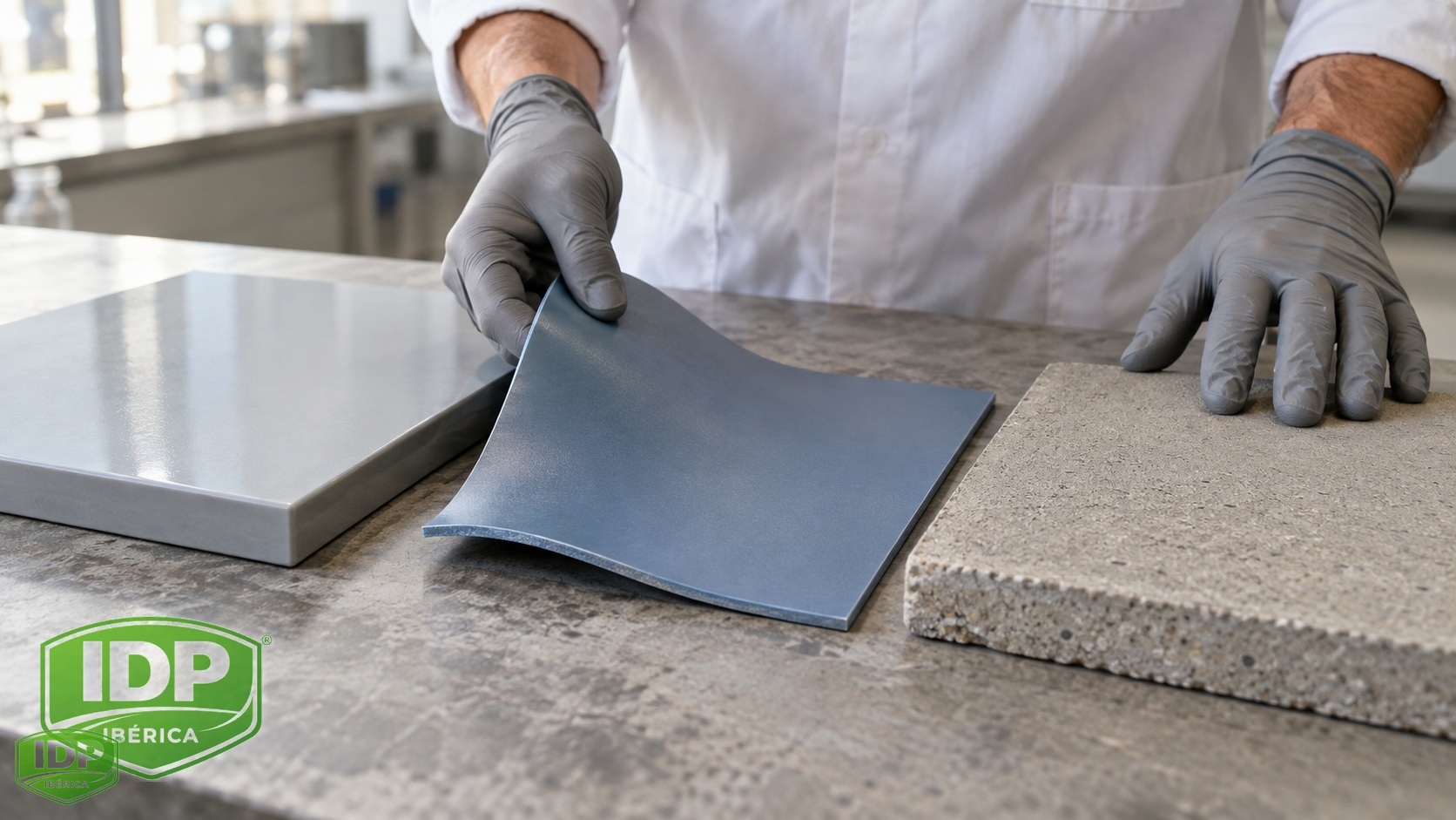 Muestras de capas y acabados de pavimento industrial