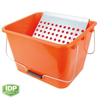 Cubeta Premium Plástico 16 L Extra fuerte + Rej.Met.(en caja), maquinaria de limpieza industrial IDP para pavimentos