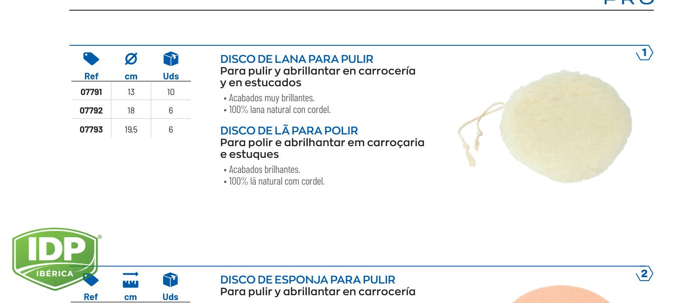 Disco para pulir de Lana Ø 180 mm, maquinaria de limpieza industrial IDP para pavimentos