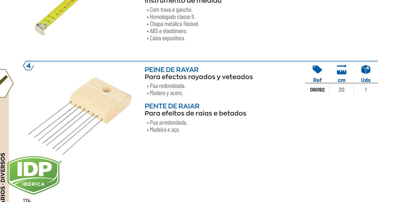 Deco - Peine de rayar (púa redonda) - 20 cm., maquinaria de limpieza industrial IDP para pavimentos