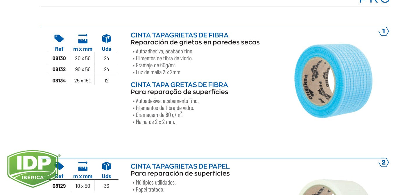 Cinta Tapagrietas de Fibra 25 m x 15 cm, maquinaria de limpieza industrial IDP para pavimentos