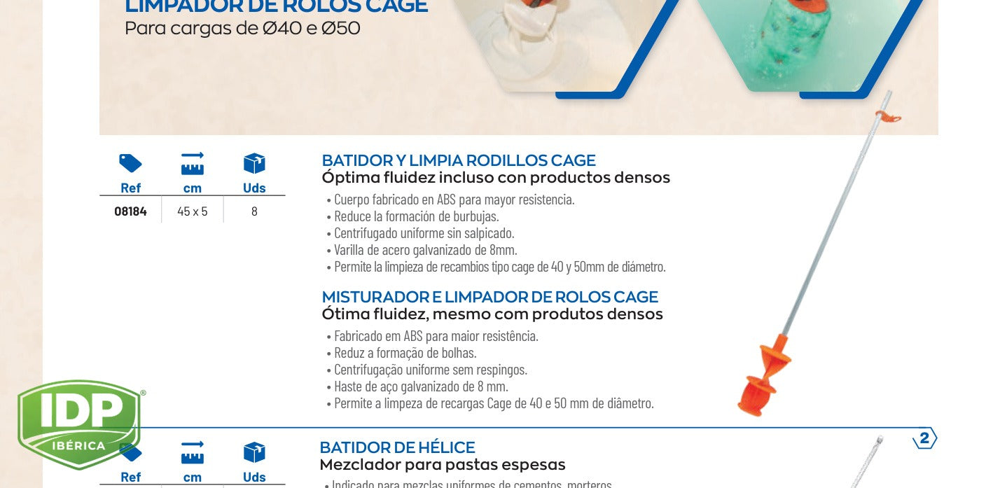 Batidor y limpia rodillos Cage, maquinaria de limpieza industrial IDP para pavimentos