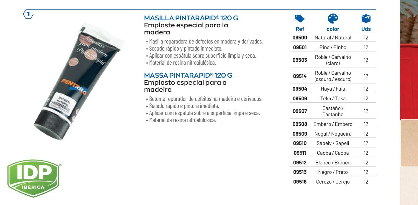 Masilla PintaRapid 120 g color Haya-Eucalipto, maquinaria de limpieza industrial IDP para pavimentos