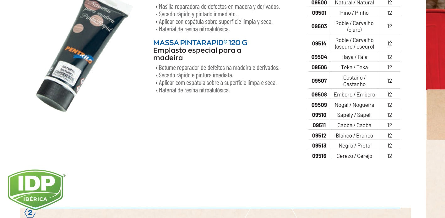 Masilla PintaRapid 120 g color Embero, maquinaria de limpieza industrial IDP para pavimentos