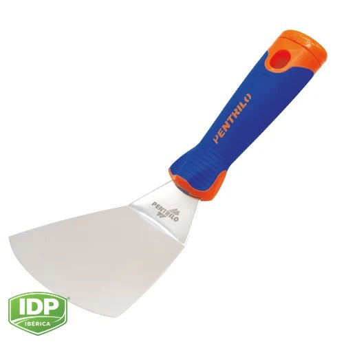 Paleta Bimateria Curvada para Masillas Inox. 9 cm, maquinaria de limpieza industrial IDP para pavimentos