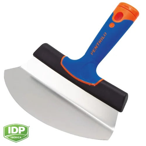 Paleta Bimateria Curvada para Masillas Inox. 18 cm, maquinaria de limpieza industrial IDP para pavimentos