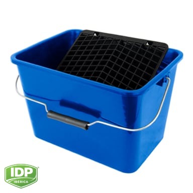 Cubeta Azul Plástico 7 L + Rejilla Plástico (en caja), maquinaria de limpieza industrial IDP para pavimentos