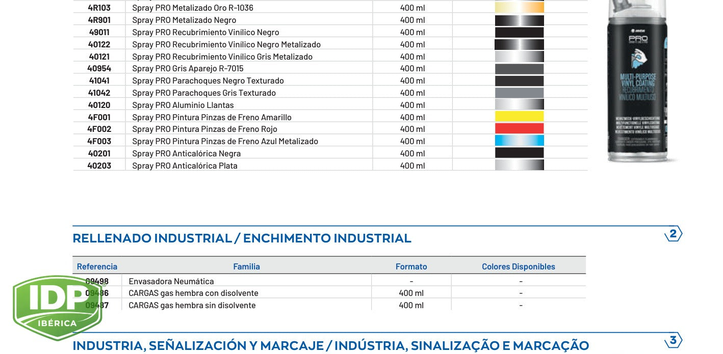 Spray WEPRO 400 ml Anticalórica Negra, maquinaria de limpieza industrial IDP para pavimentos