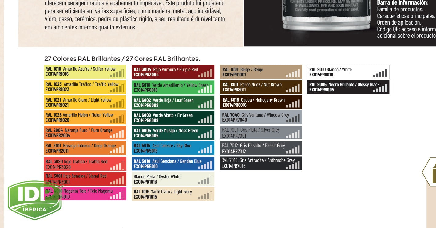 Spray PRO 400 ml R-1021, Amarillo Colza, maquinaria de limpieza industrial IDP para pavimentos