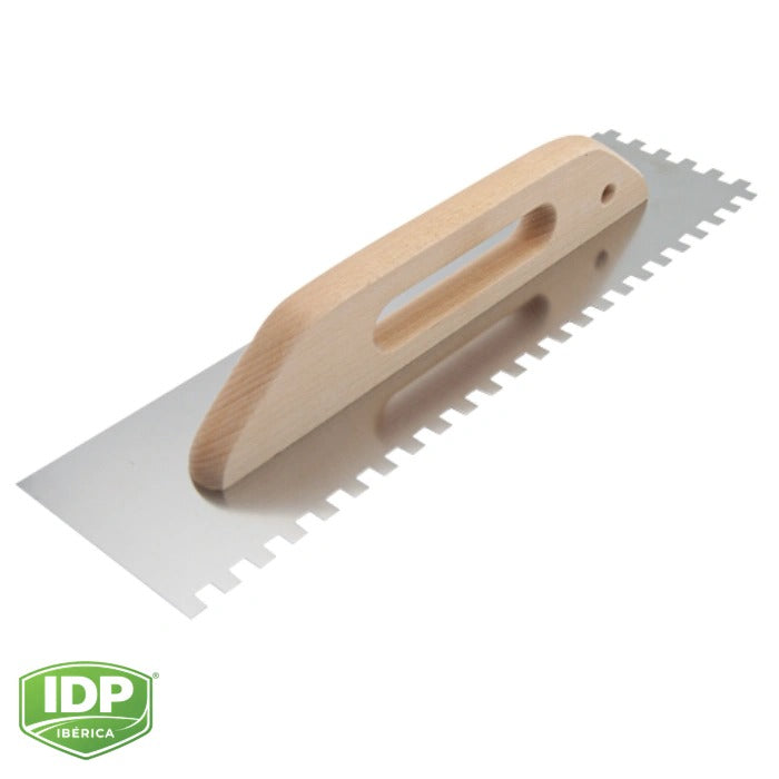 Talocha Construcción Inox. 480 x 130 x 0,6 mm. Dentada 10X10, maquinaria de limpieza industrial IDP para pavimentos