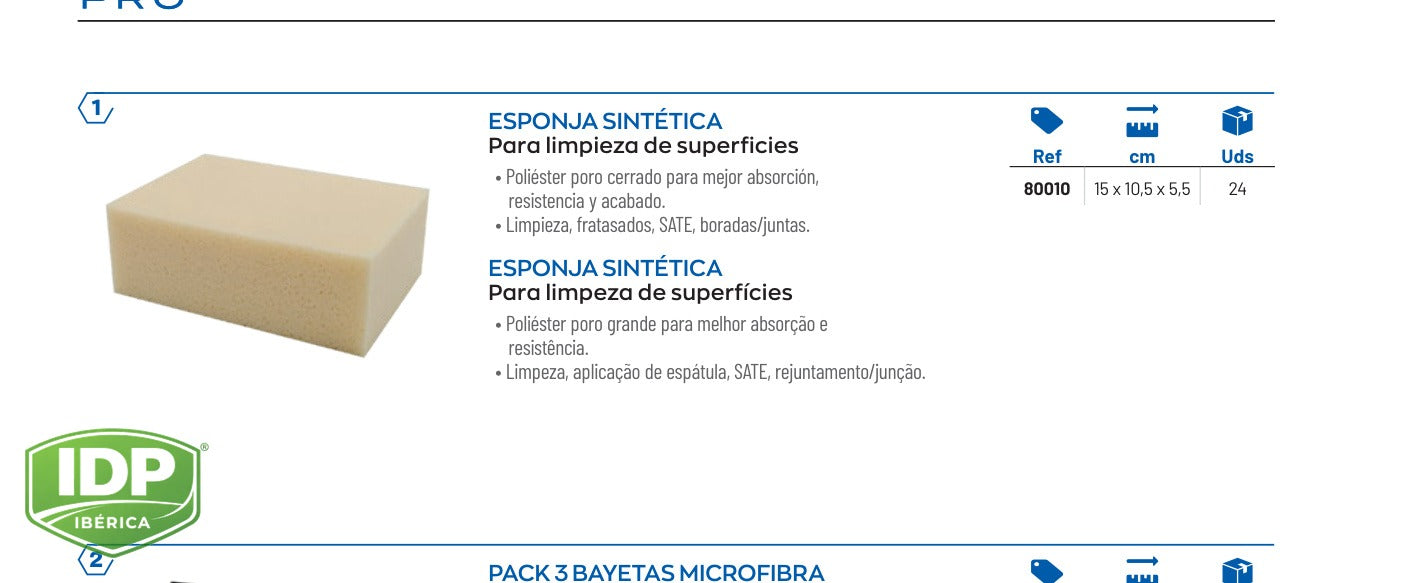 Esponja Sintética 15 x 10,5 x 5,5 cm, maquinaria de limpieza industrial IDP para pavimentos