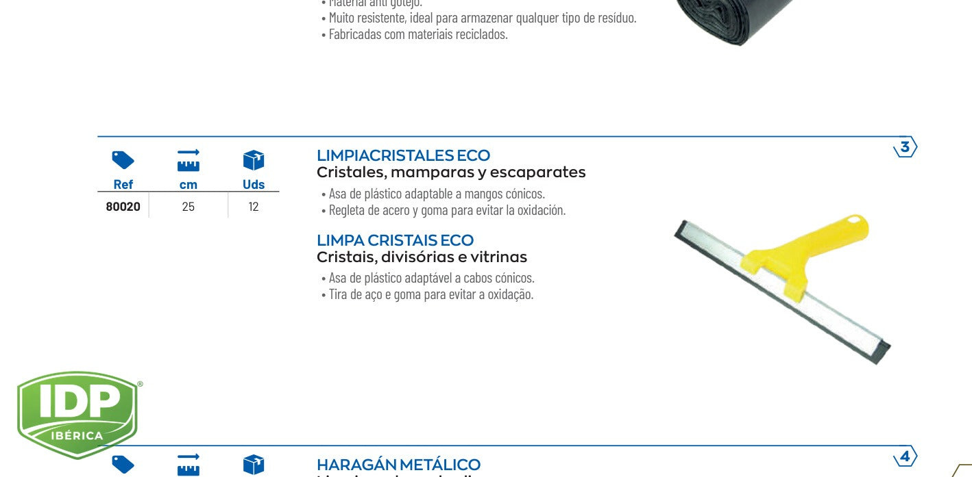 Limpiacristales ECO 25 cm., maquinaria de limpieza industrial IDP para pavimentos