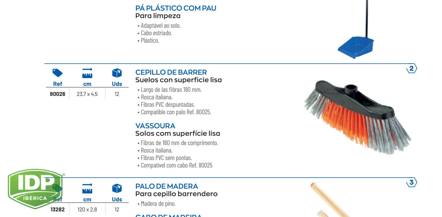 Cepillo de barrer (Superficies lisas), maquinaria de limpieza industrial IDP para pavimentos