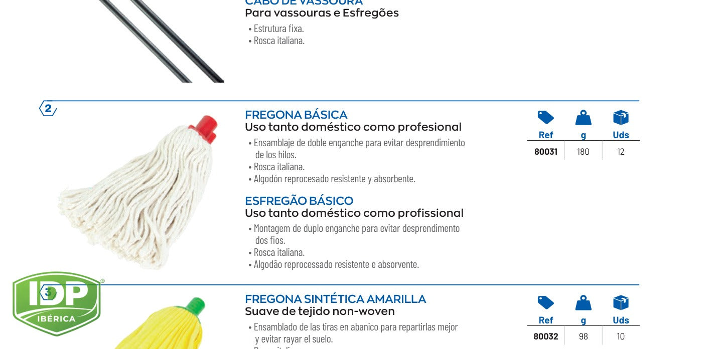 Fregona Básica, maquinaria de limpieza industrial IDP para pavimentos