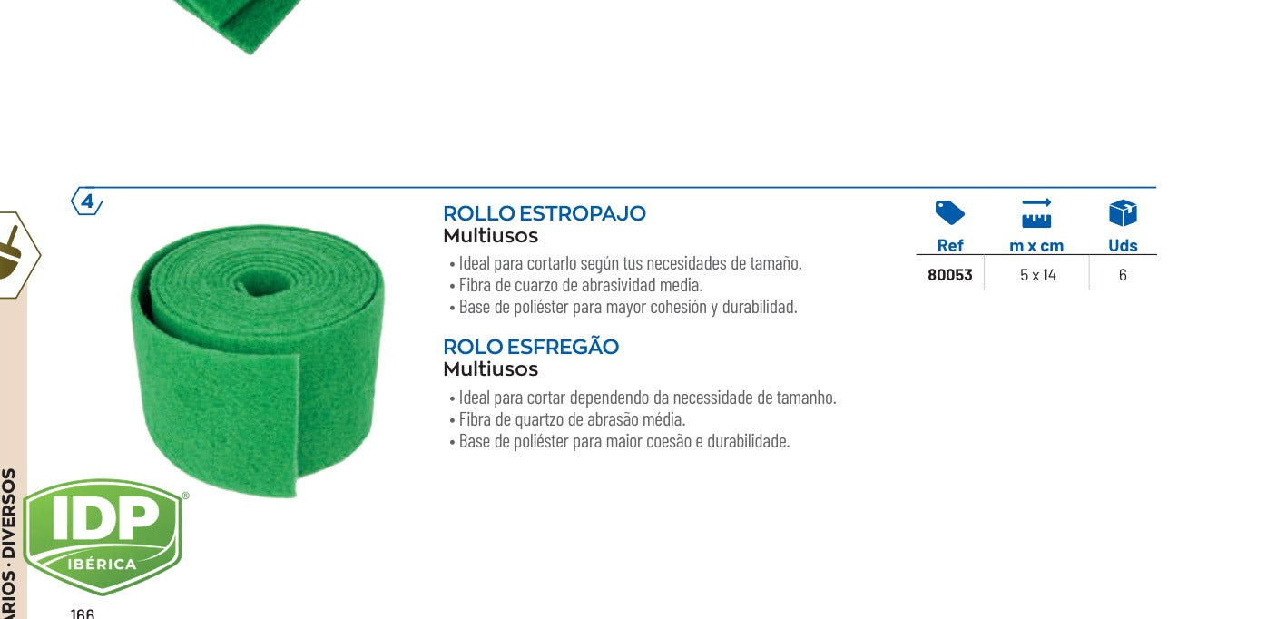 Rollo Estropajo 14 cm. x 5 m., maquinaria de limpieza industrial IDP para pavimentos