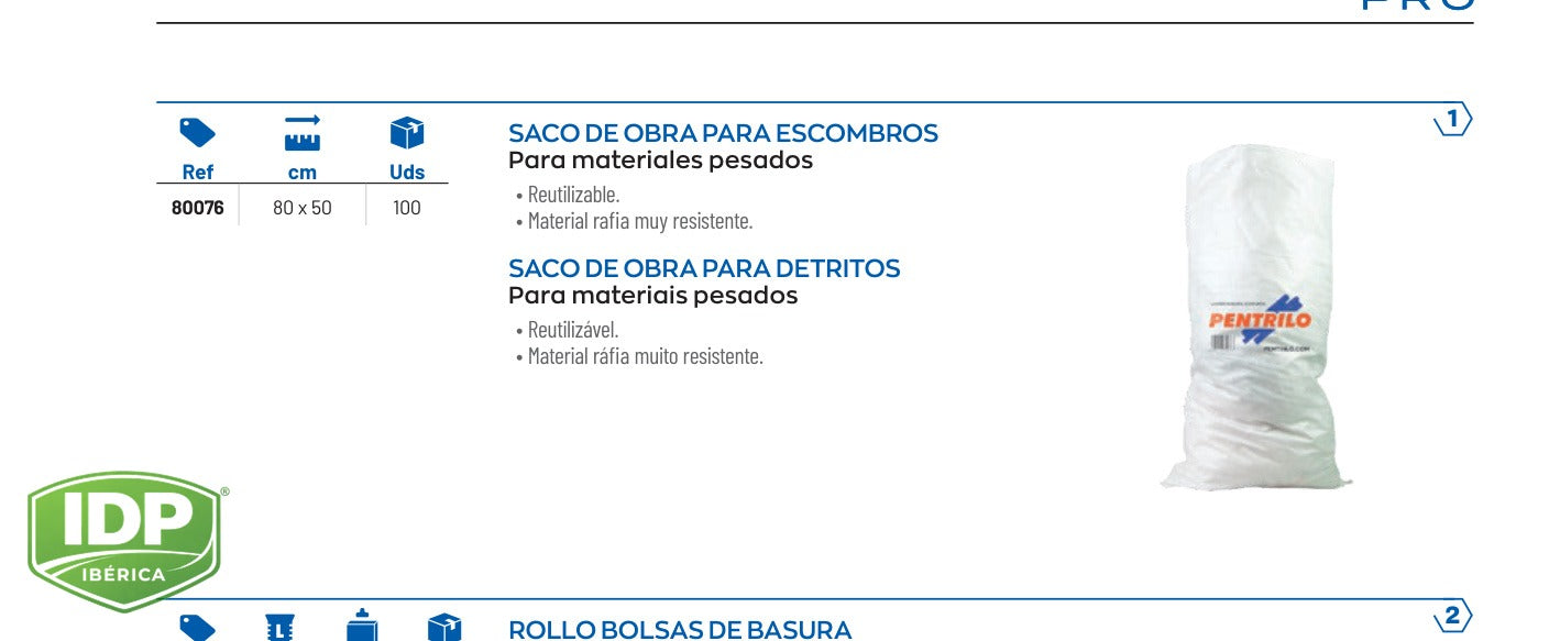 Saco de obra para escombros, maquinaria de limpieza industrial IDP para pavimentos